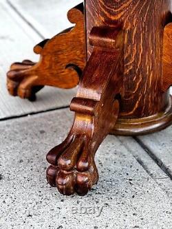 Antique Late 19th Century Tiger Wood Dining Table Claw Feet