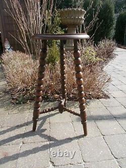 Antique Late 19th Century Tripod Bobbin Turned Side Table Plant Stand