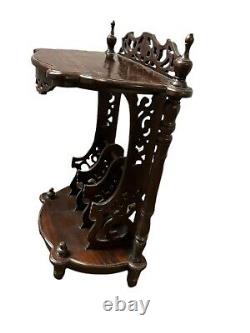 Antique Late 19th Century Victorian Chippendale Etagere Display Magazine Stand