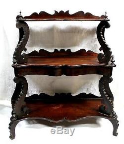 Antique Late 19th c. Gothic Revival Style Rosewood Etargere Bookcase