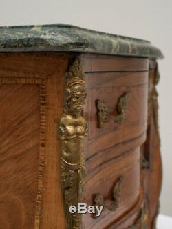 Antique Late 19th c. Louis XV Style Miniature Kingwood Bombay Commode / Chest