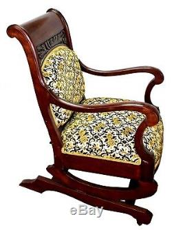 Antique Late 19th c. Rosewood Upholstered Settee & Rocker Set