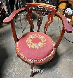 Antique Late VICTORIAN MAHOGANY Corner Chair / Very Rare Find / Z