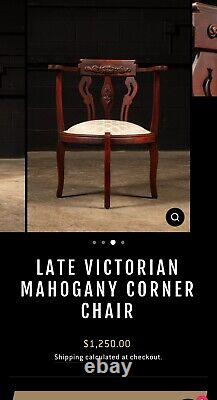 Antique Late VICTORIAN MAHOGANY Corner Chair / Very Rare Find / Z