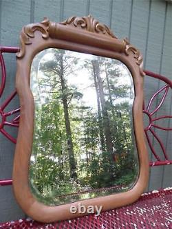 Antique Late Victorian Cerused Solid Oak Framed Beveled Wall Mirror