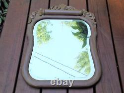 Antique Late Victorian Cerused Solid Oak Framed Beveled Wall Mirror