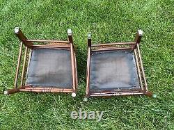 Antique Late Victorian Eastlake Needlepoint Wooden Chairs Pair