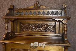 Antique Late Victorian Eastlake Style Carved Slant Front Desk