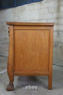 Antique Late Victorian Empire Maple Ball & Claw Foot End Table Chest Nightstand