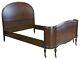 Antique Late Victorian Full Size Walnut Bed Curved Footboard Burled Accents