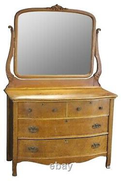 Antique Late Victorian Innis Pearce & Co Birdseye Maple Mirrored Vanity Dresser