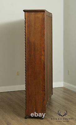Antique Late Victorian Large Oak 3 Door Bookcase