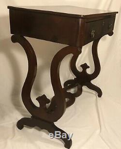 Antique Late Victorian Mahogany Side End Accent Sofa Console Table with Drawer
