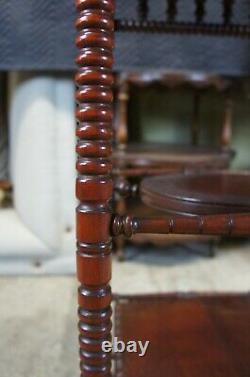Antique Late Victorian Mahogany Tiered Pedestal Parlor Table Plant Stand 33