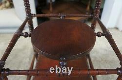 Antique Late Victorian Mahogany Tiered Pedestal Parlor Table Plant Stand 33