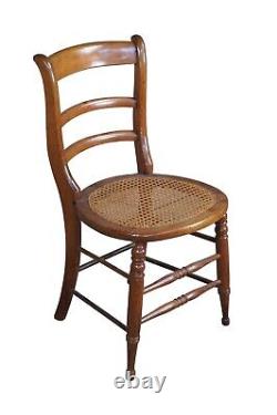 Antique Late Victorian Oak Ladderback Dining Side Chair Cane Seat