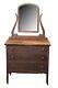 Antique Late Victorian Oak Vanity Dresser Chest of Drawers Wishbone Mirror 66