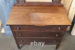 Antique Late Victorian Oak Vanity Dresser Chest of Drawers Wishbone Mirror 66