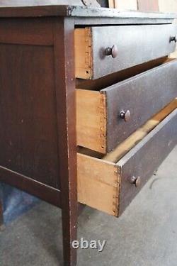 Antique Late Victorian Oak Vanity Dresser Chest of Drawers Wishbone Mirror 66