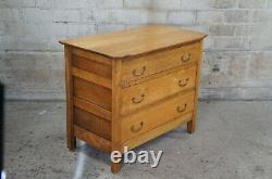 Antique Late Victorian Paneled Oak Chest of Drawers Dresser Nighstand 33