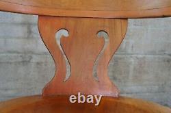 Antique Late Victorian Solid Cherry Saddle Seat Desk Arm Accent Chair