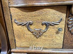 Antique Late Victorian Solid Quartersawn Oak Buffet Sideboard Server Cabinet