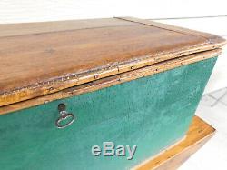 Antique Late Victorian Tiger Bamboo Wicker Lock Carrying Linen Storage Box Chest