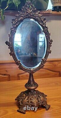 Antique Late Victorian Vanity / Table Mirror / Make Up Mirror, Cast Iron