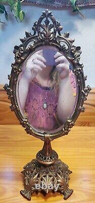 Antique Late Victorian Vanity / Table Mirror / Make Up Mirror, Cast Iron