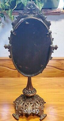 Antique Late Victorian Vanity / Table Mirror / Make Up Mirror, Cast Iron