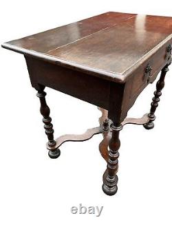 Antique Late William & Mary English Oak Turned Side Table, 17th Century