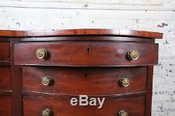 Antique Mahogany Double Bow Front Eight-Drawer Dresser, Late 19th Century