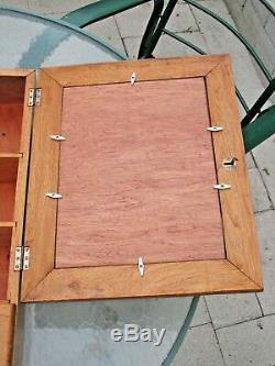 Antique Mahogany Wood Medicine Cabinet Late 1800s Mirror & Drawer Orig Hardware