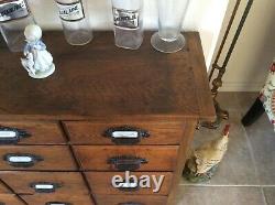 Antique Mercantile 16 Draw Apothecary Cabinet Late 19th Century Country Desktop