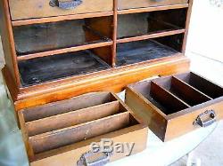 Antique Mercantile Counter Apothecary Cabinet Late 19th Century Country Desktop