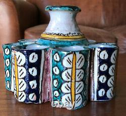 Antique Moroccan ceramic inkwell or paint, late 19th or early 20th century