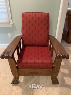 Antique Morris Chair, hand carved, late 1800s