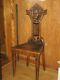 Antique Oak Hall Chair Viking Motif Late 19th Century