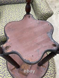 Antique Oak Lamp Table spiral turned legs circa Late 1800's Conrey & Birely