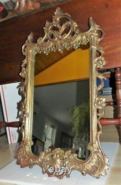 Antique Ornate Baroque Style Gold Gilt Gesso Carved Wood Mirror Late 19th c