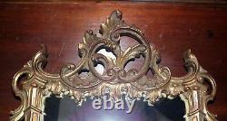 Antique Ornate Baroque Style Gold Gilt Gesso Carved Wood Mirror Late 19th c