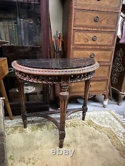 Antique Ornate Carved Marble Top -Accent Table- Late 1700s Early 1800s Victorian
