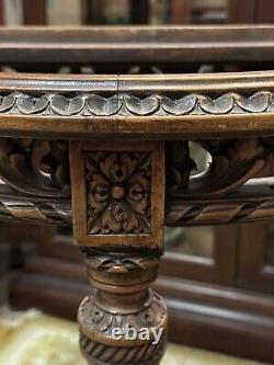 Antique Ornate Carved Marble Top -Accent Table- Late 1700s Early 1800s Victorian