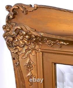 Antique Ornate Gold Leaf Mirror Hand Carved Wood Antique Stacked Frame Late