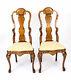 Antique Pair Dutch Floral Marquetry Walnut Dining Chairs Late 18th Century