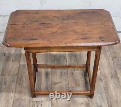 Antique Primitive Stretcher Base Tavern Table Pub Table Console Table