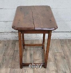 Antique Primitive Stretcher Base Tavern Table Pub Table Console Table