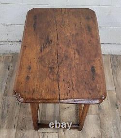 Antique Primitive Stretcher Base Tavern Table Pub Table Console Table