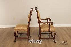 Antique Renaissance Revival Set of Twelve Carved Oak Dining Chairs