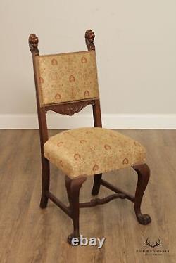 Antique Renaissance Revival Set of Twelve Carved Oak Dining Chairs